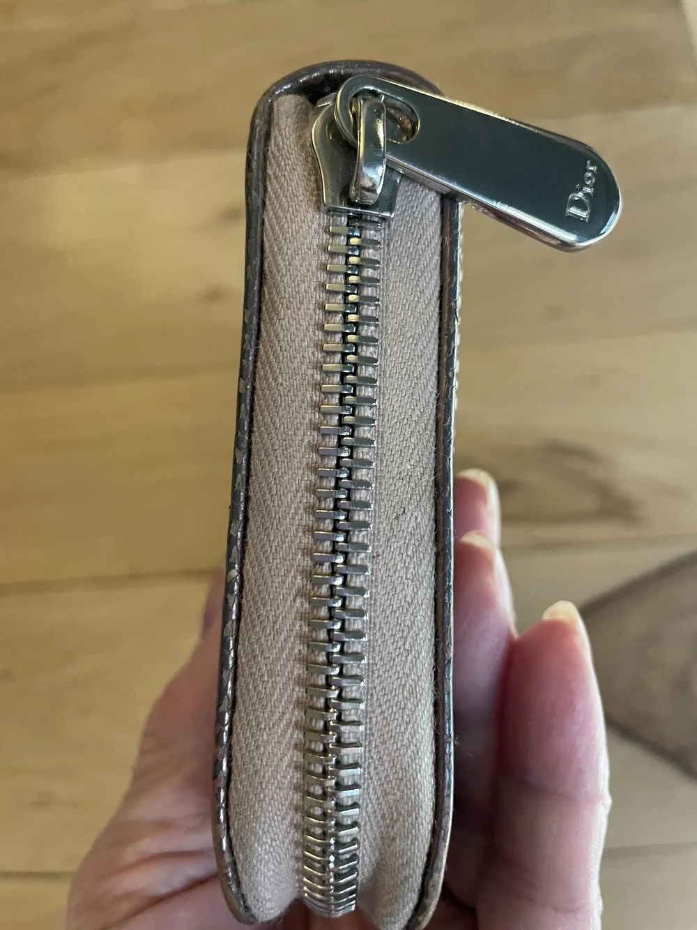 Christian Dior Diorissimo Embossed Zip Around Continental Wallet Brown
